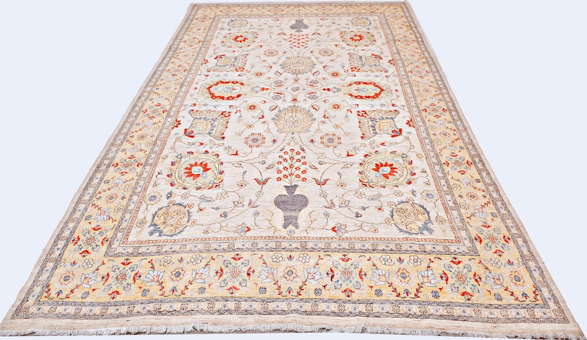 Handwoven Traditional Afghan Chobi Rug | 428 x 294 cm | 14'1" x 9'8" - Najaf Rugs & Textile