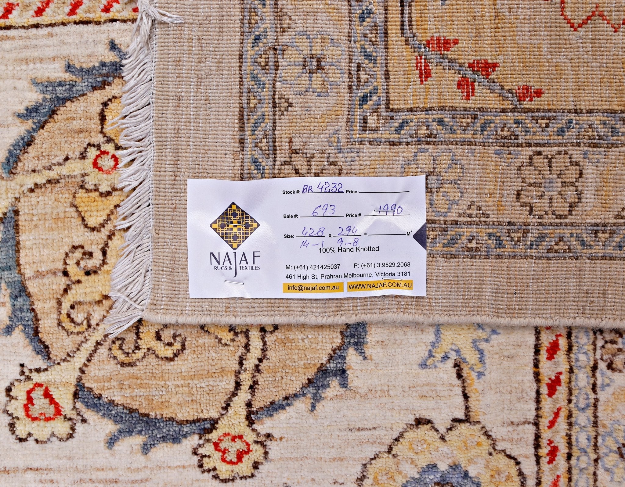 Handwoven Traditional Afghan Chobi Rug | 428 x 294 cm | 14'1" x 9'8" - Najaf Rugs & Textile