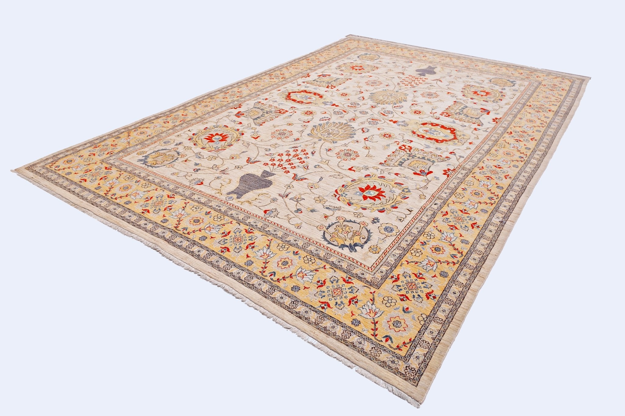 Handwoven Traditional Afghan Chobi Rug | 428 x 294 cm | 14'1" x 9'8" - Najaf Rugs & Textile