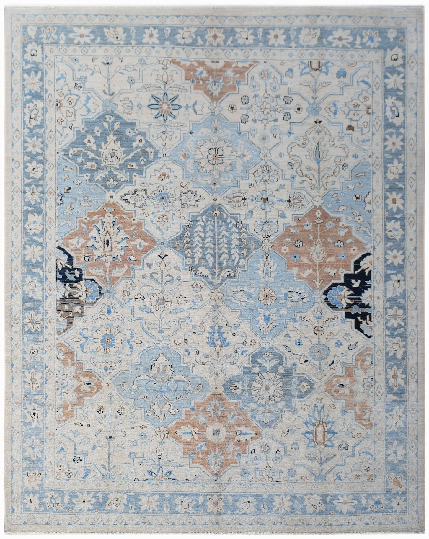 Handwoven Transitional Afghan Chobi Rug | 294 x 244 cm | 9'8" x 8' - Najaf Rugs & Textile