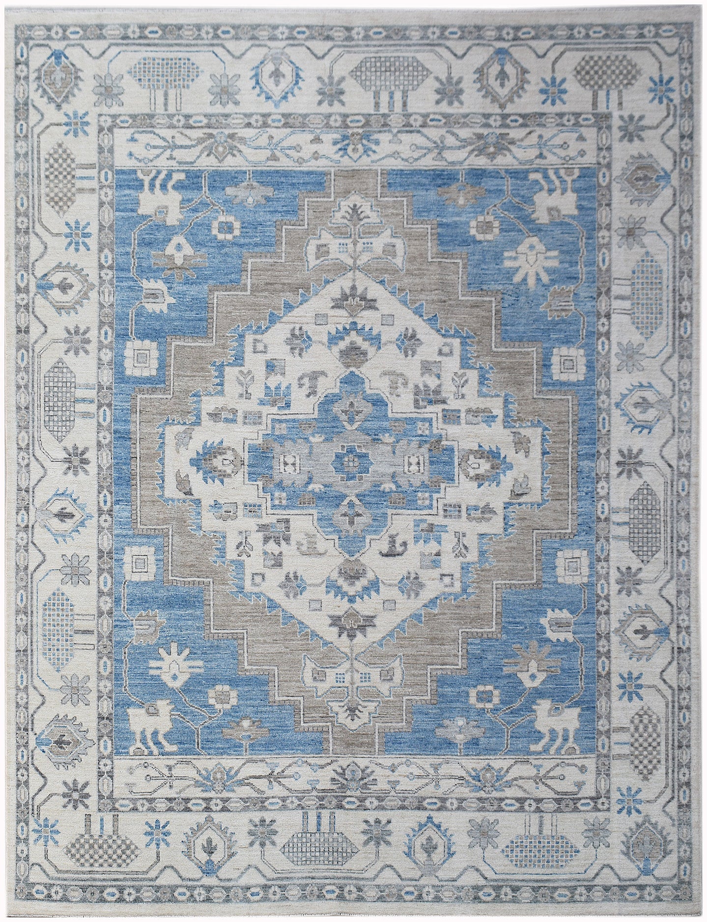 Handwoven Transitional Afghan Chobi Rug | 298 x 239 cm | 9'10" x 7'10" - Najaf Rugs & Textile
