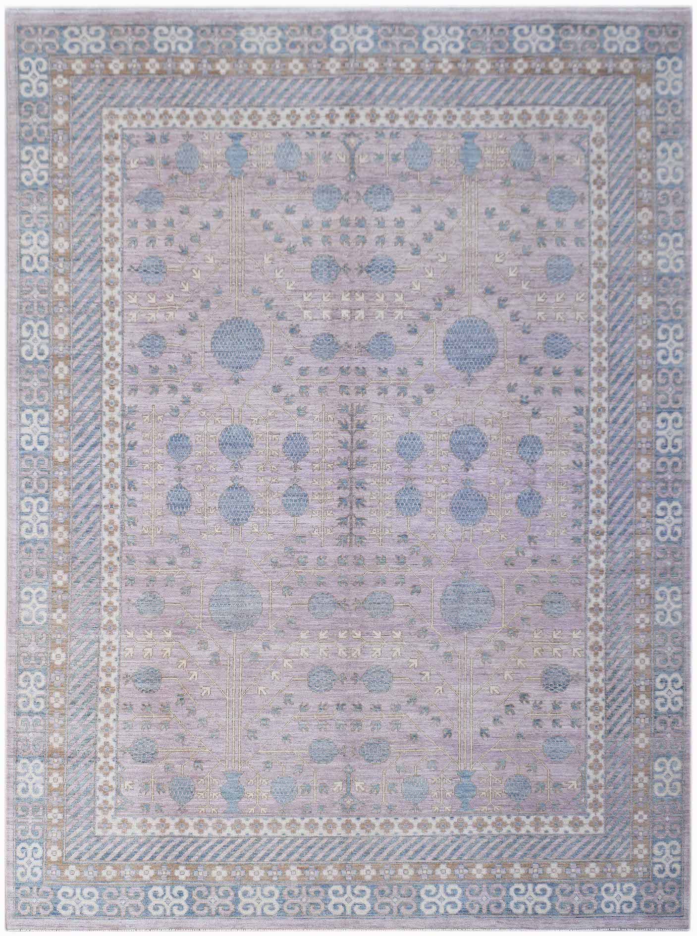 Handwoven Transitional Afghan Khotan Chobi Rug | 363 x 278 cm | 11'11" x 9'2" - Najaf Rugs & Textile