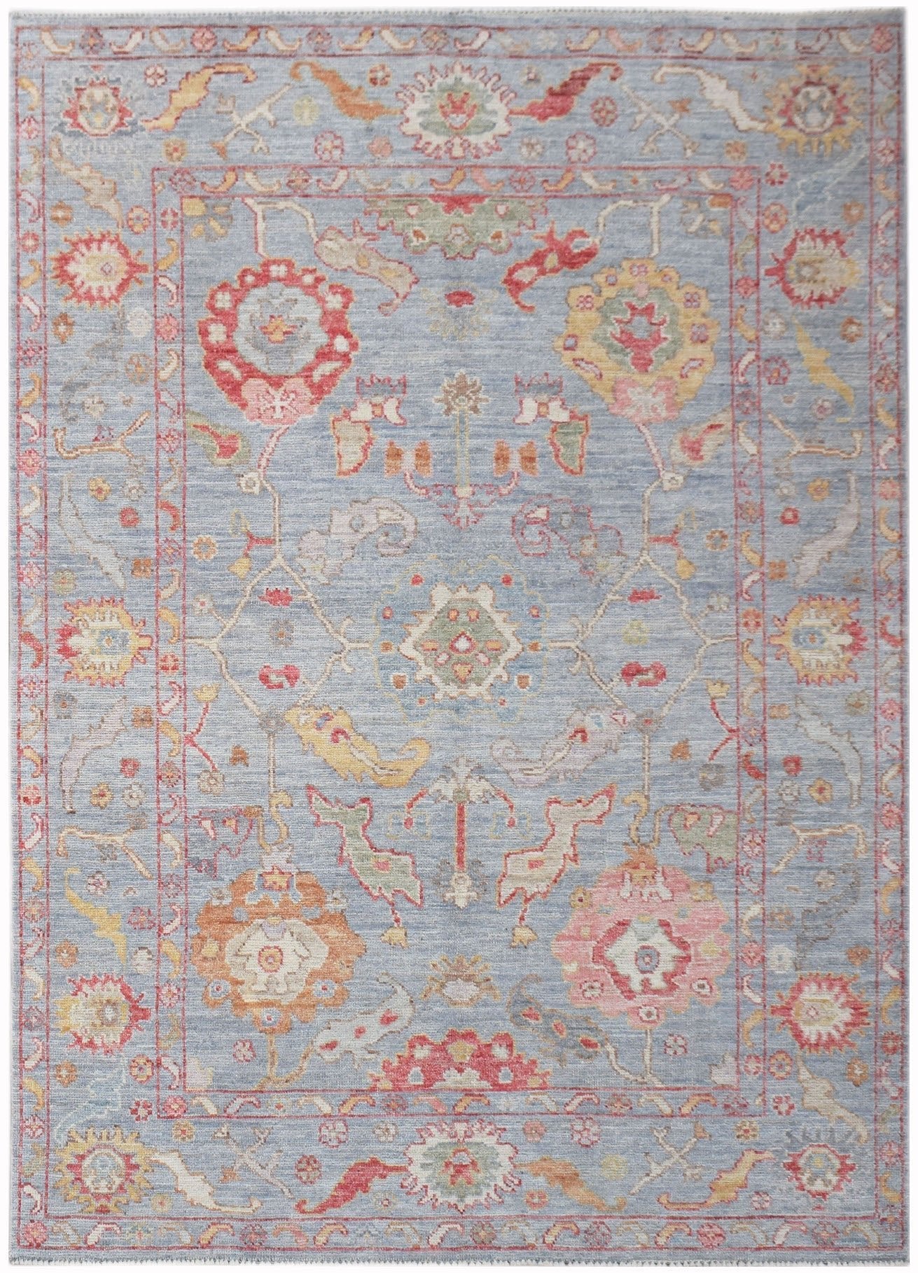 Handwoven Transitional Oushak Rug | 212 x 156 cm | 7' x 5'2" - Najaf Rugs & Textile