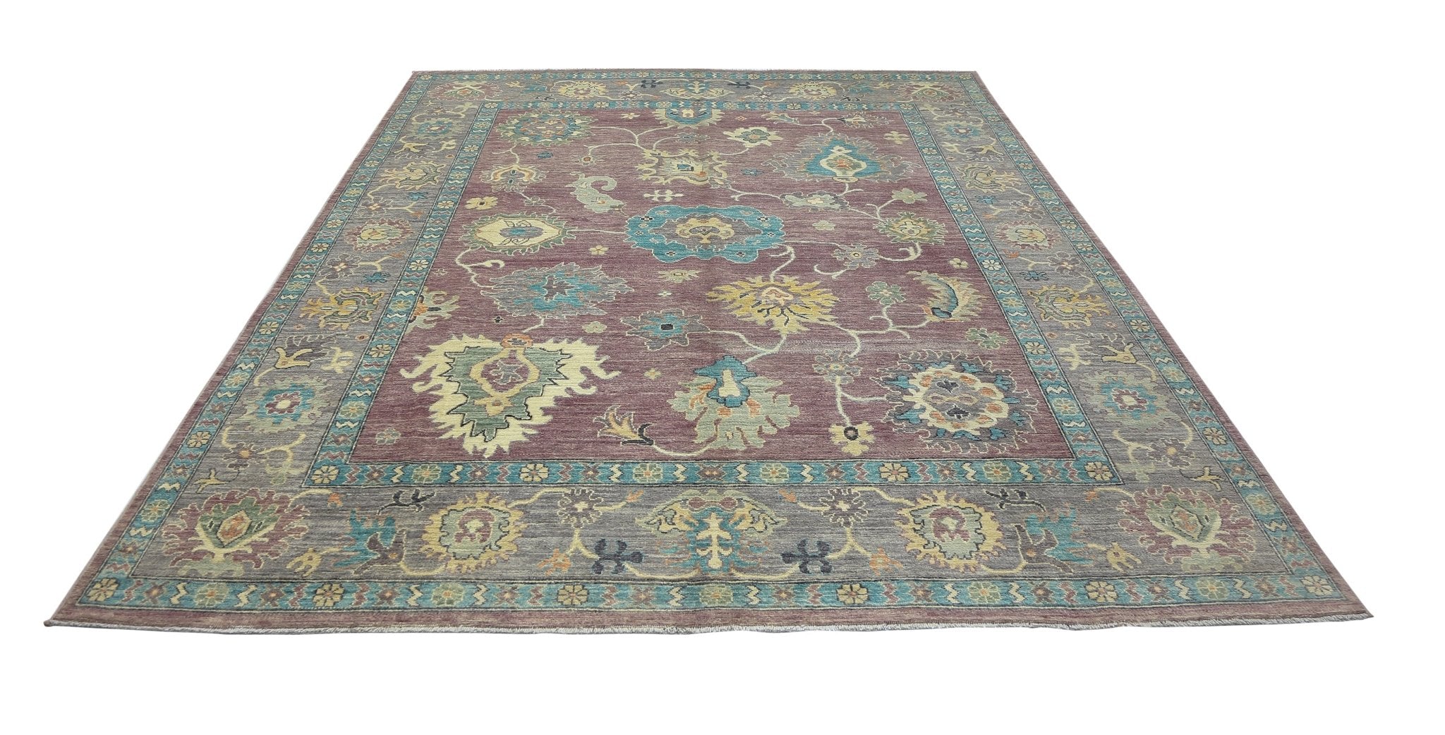 Handwoven Transitional Oushak Rug | 294 x 246 cm | 9'8" x 8'1" - Najaf Rugs & Textile