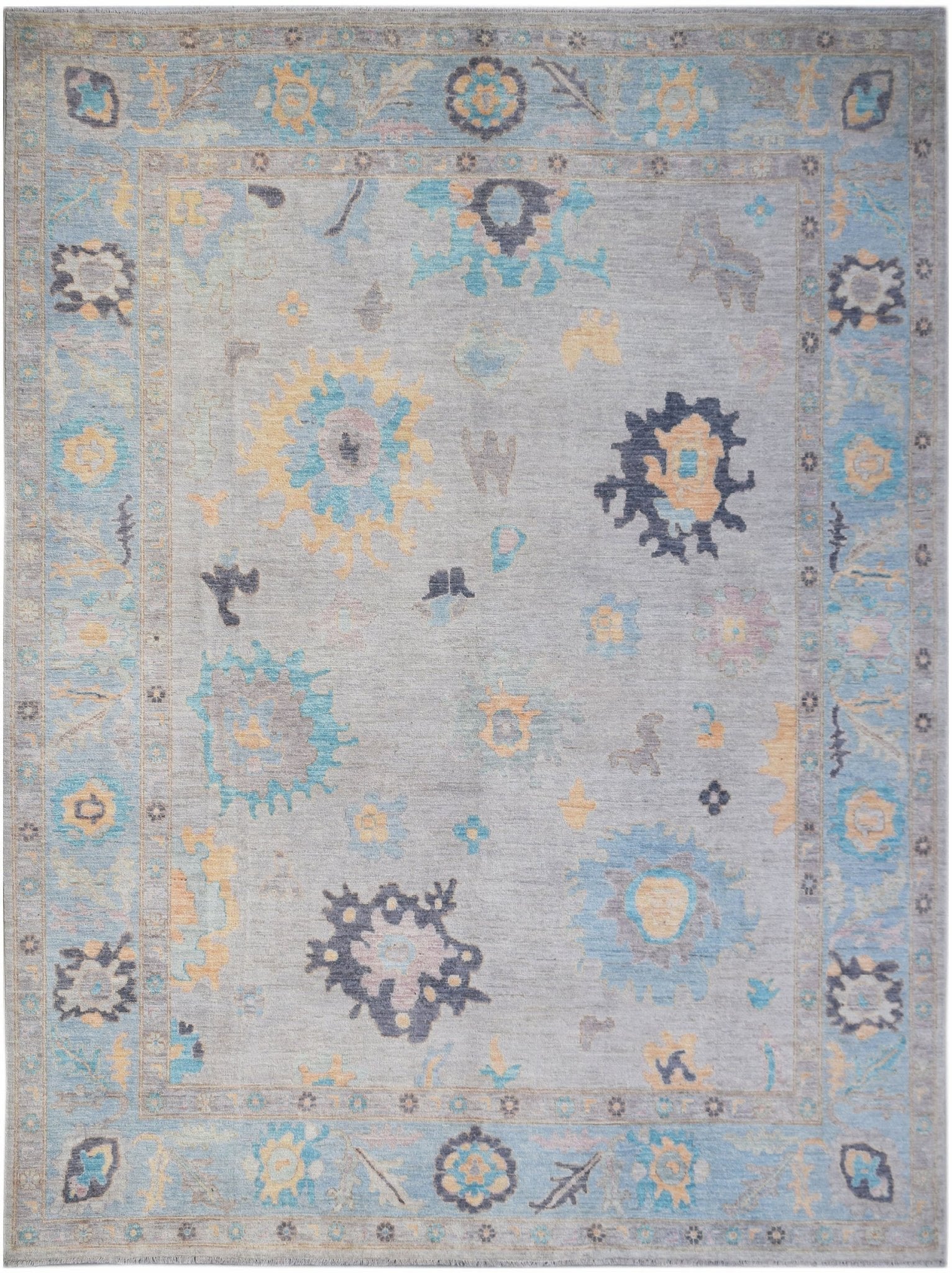 Handwoven Transitional Oushak Rug | 296 x 241 cm | 9'9" x 7'11" - Najaf Rugs & Textile
