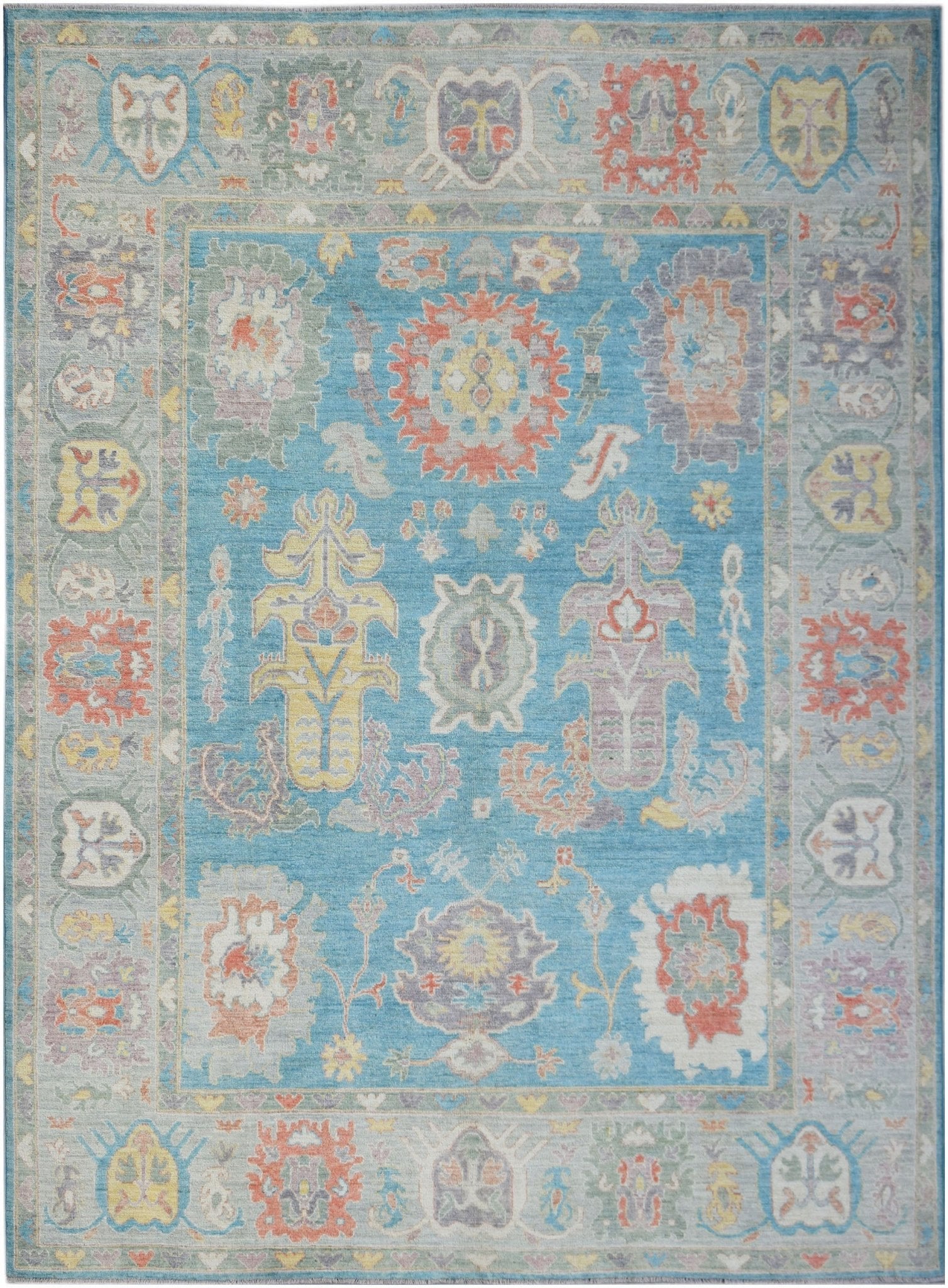 Handwoven Transitional Oushak Rug | 301 x 233 cm | 9'11" x 7'8" - Najaf Rugs & Textile