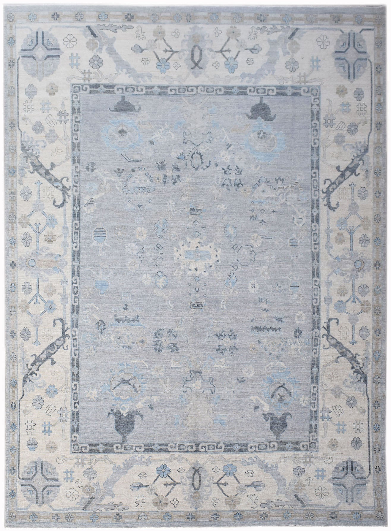Handwoven Transitional Oushak Rug | 450 x 350 cm | 14'10" x 11'6" - Najaf Rugs & Textile