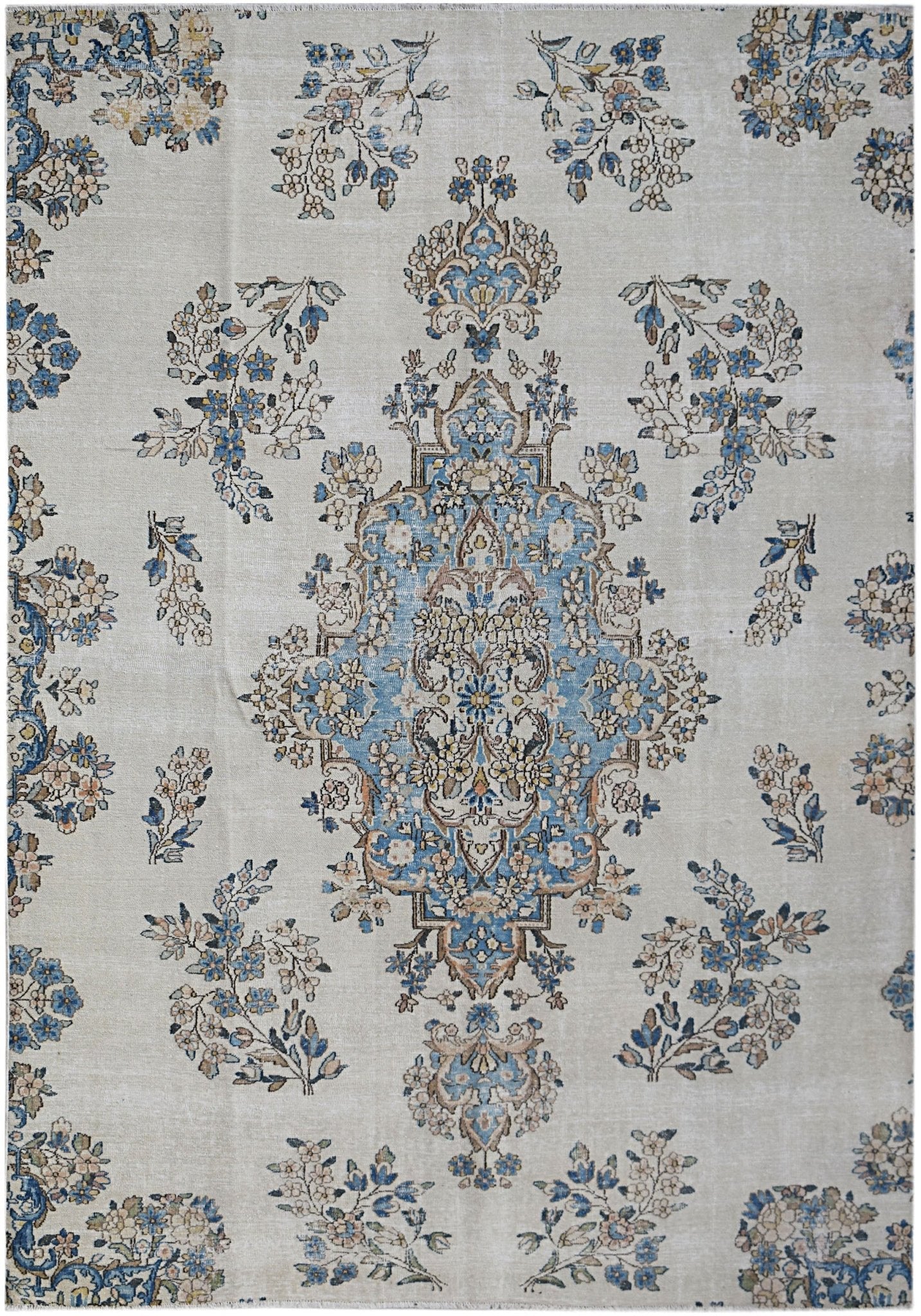 Handwoven Vintage Persian Kerman Rug | 243 x 174 cm | 8' x 5'9" - Najaf Rugs & Textile