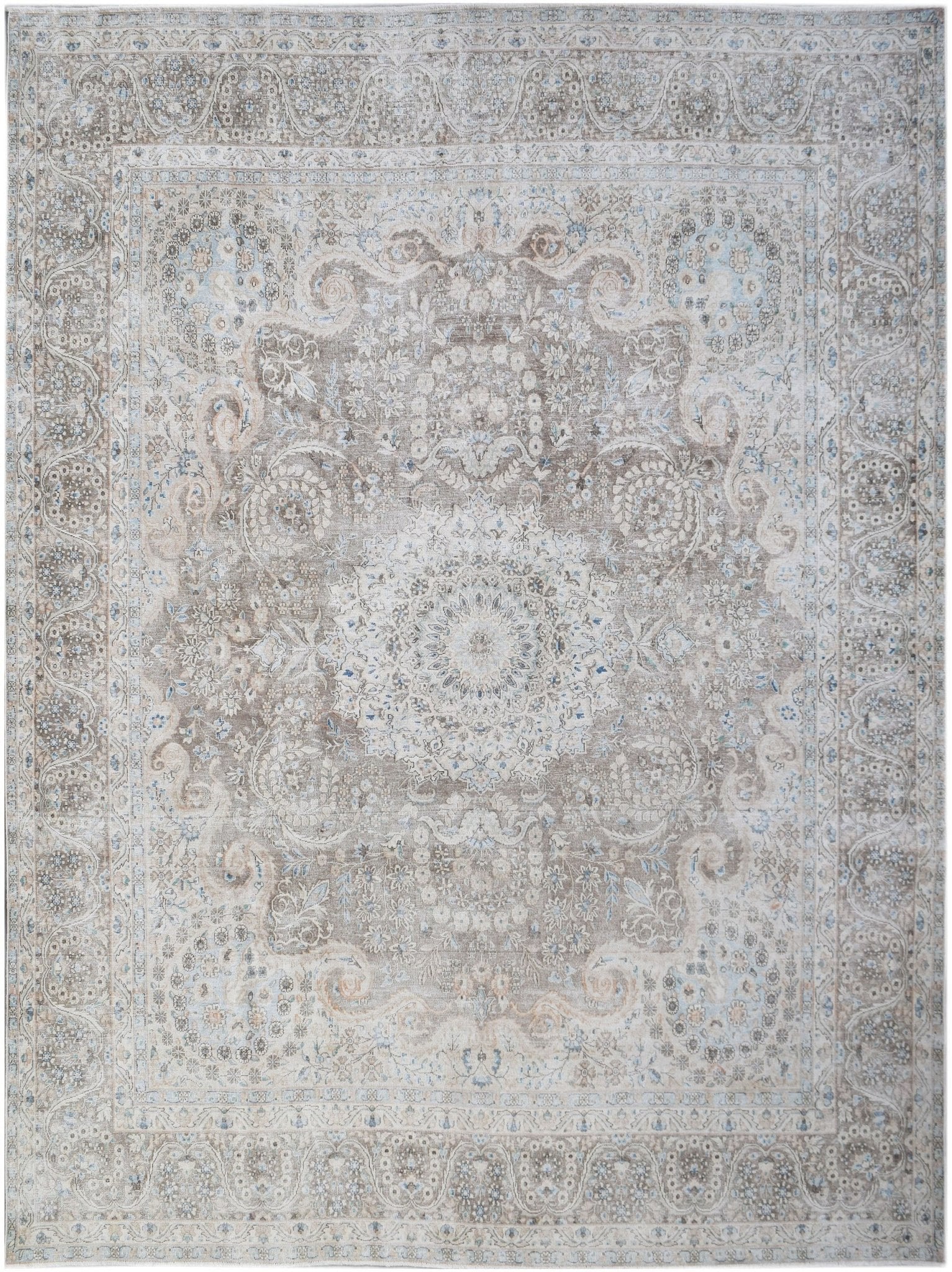 Handwoven Vintage Persian Kerman Rug | 375 x 287 cm | 12'4" x 9'5" - Najaf Rugs & Textile