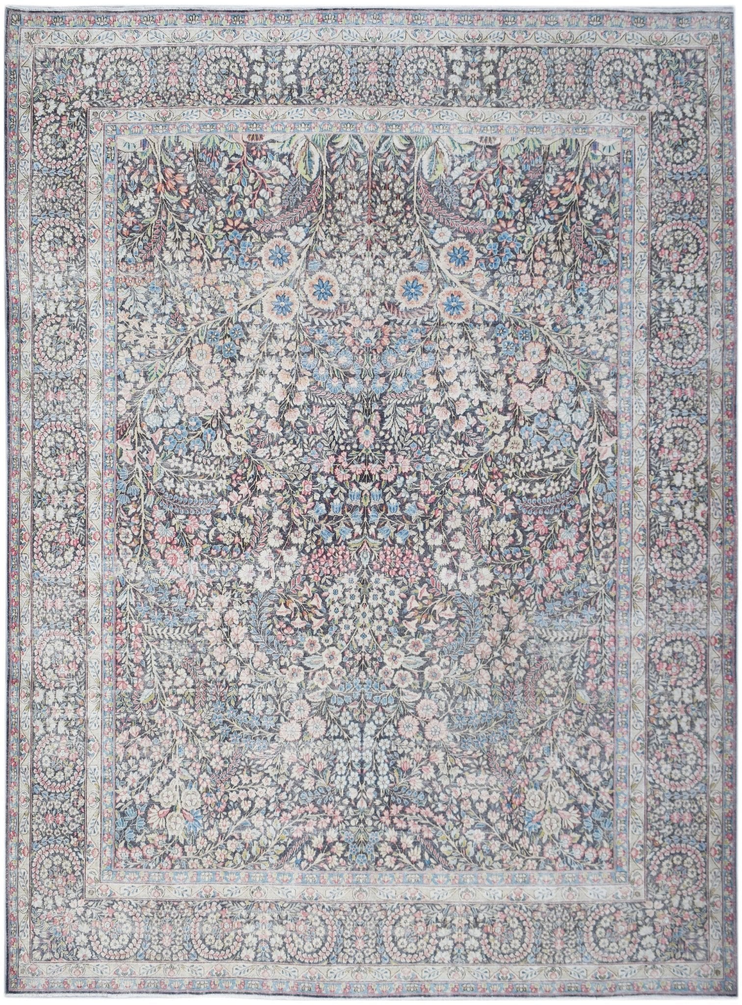Handwoven Vintage Persian Kerman Rug | 379 x 292 cm | 12'6" x 9'7" - Najaf Rugs & Textile