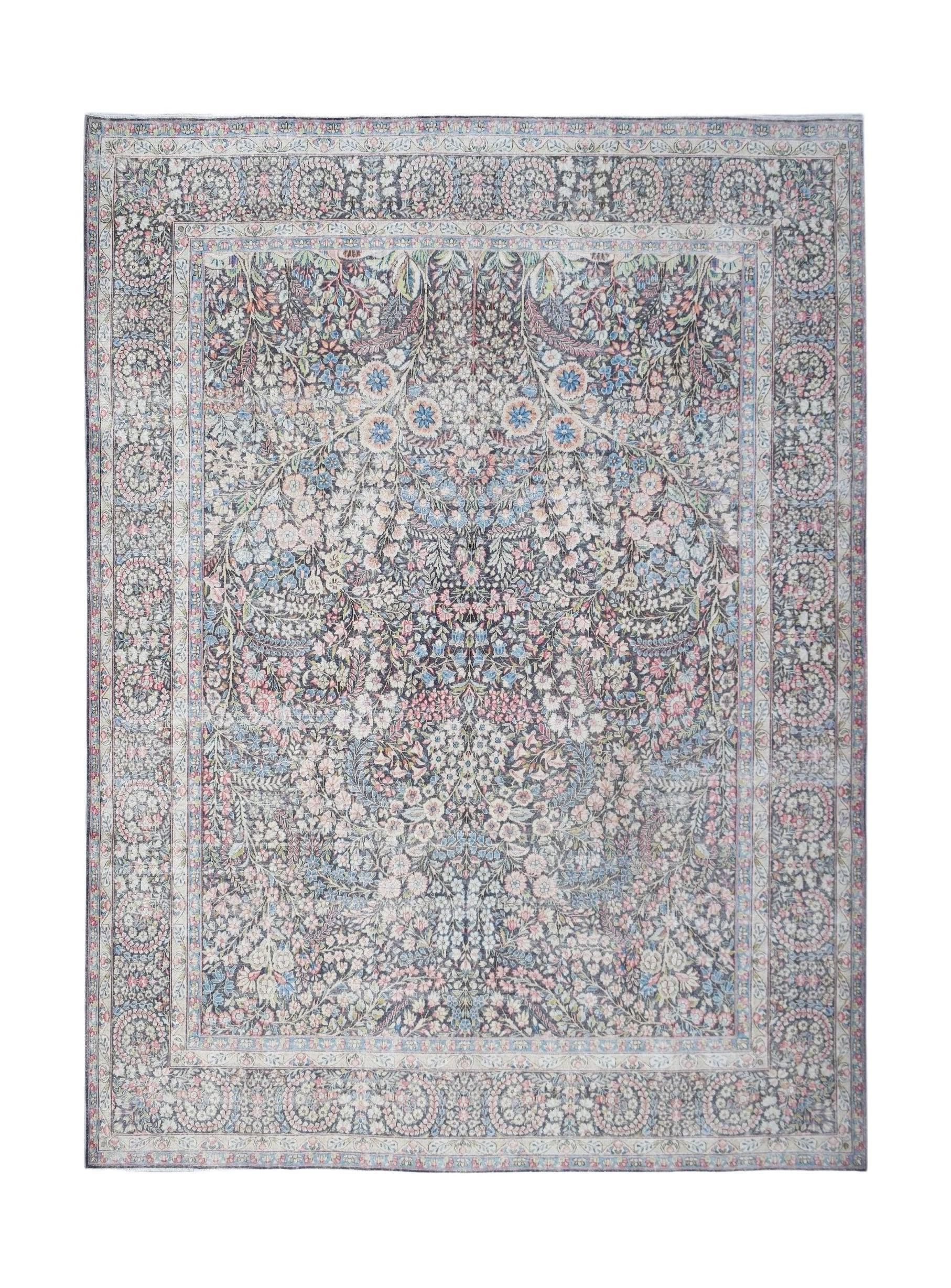 Handwoven Vintage Persian Kerman Rug | 379 x 292 cm | 12'6" x 9'7" - Najaf Rugs & Textile