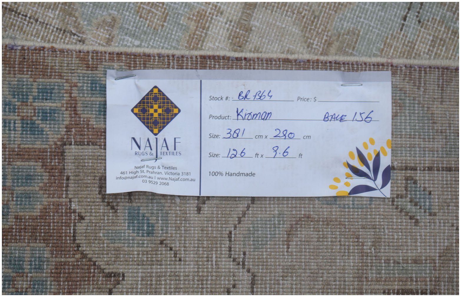 Handwoven Vintage Persian Kerman Rug | 381 x 290 cm | 12'6" x 9'6" - Najaf Rugs & Textile