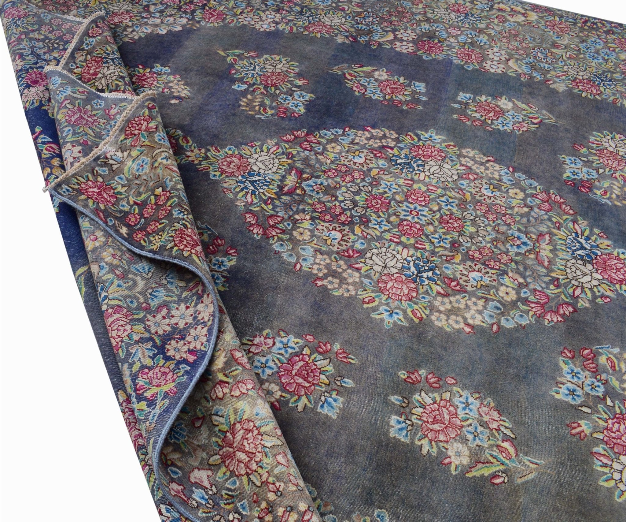 Handwoven Vintage Persian Kerman Rug | 391 x 295 cm | 12'6" x 9'6" - Najaf Rugs & Textile