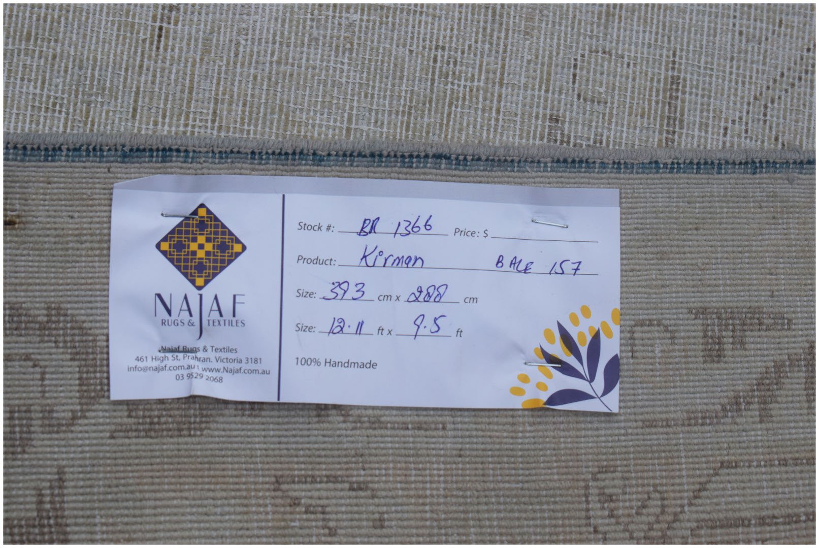 Handwoven Vintage Persian Kerman Rug | 393 x 288 cm | 12'11" x 9'5" - Najaf Rugs & Textile