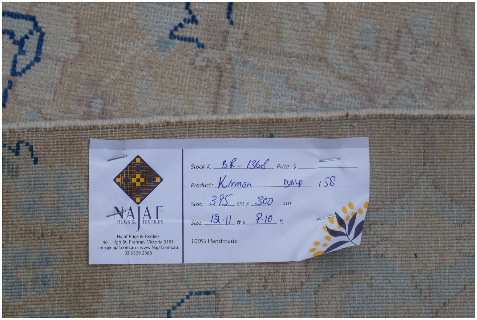 Handwoven Vintage Persian Kerman Rug | 395 x 300 cm | 12'11" x 9'10" - Najaf Rugs & Textile