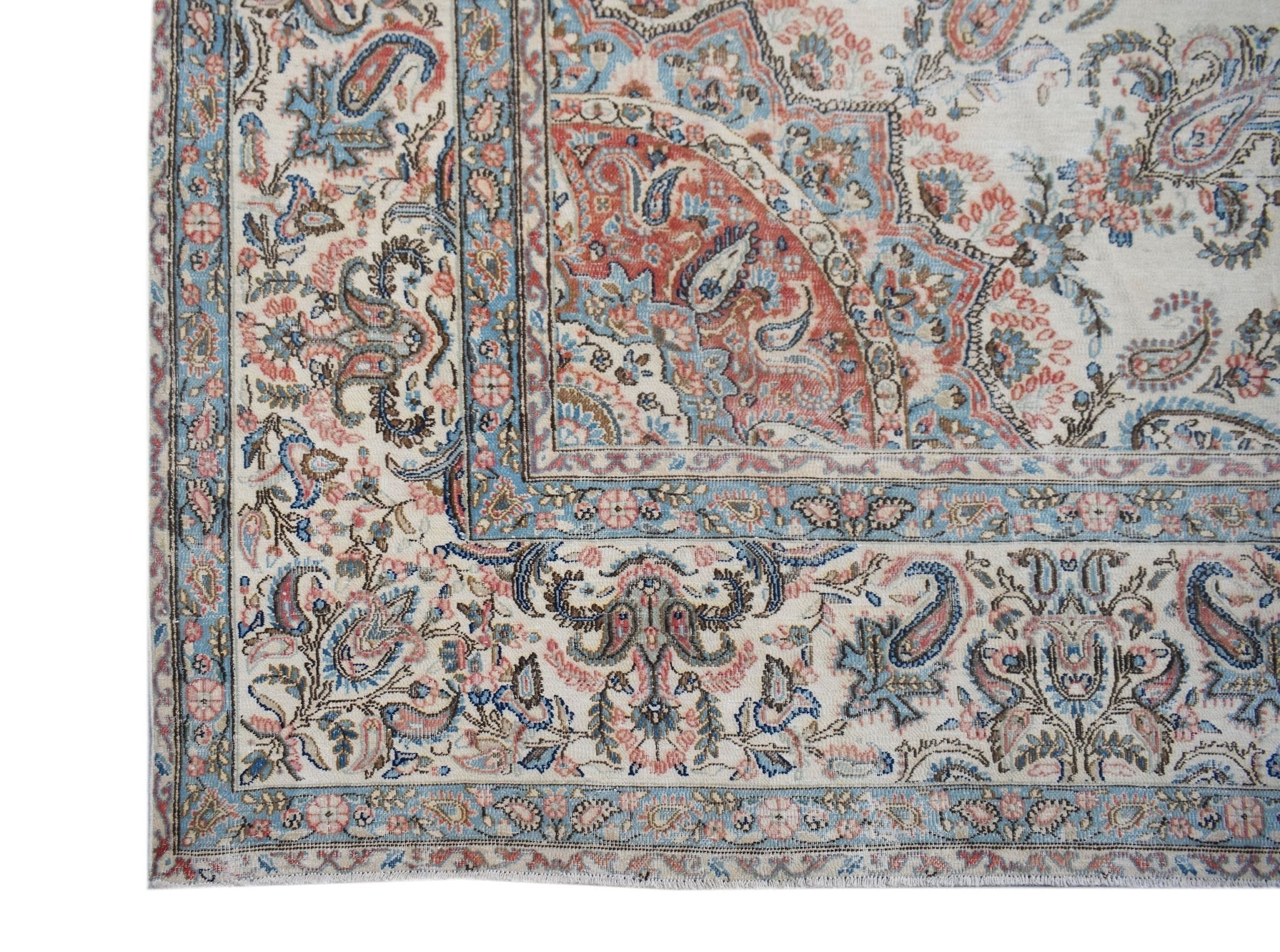 Handwoven Vintage Persian Kerman Rug | 397 x 283 cm | 13'1" x 9'4" - Najaf Rugs & Textile
