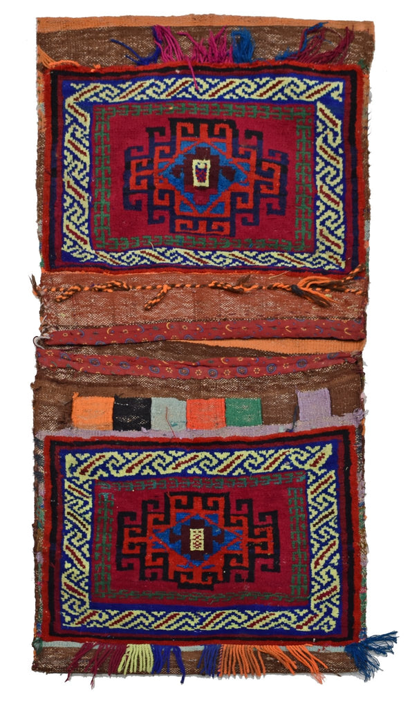 Vintage Afghan Tribal Saddle Bag | 98 x 42 cm | 3'2" x 1'2" - Najaf Rugs & Textile