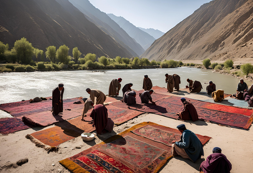 Traditional Rug Cleaning in Afganistan