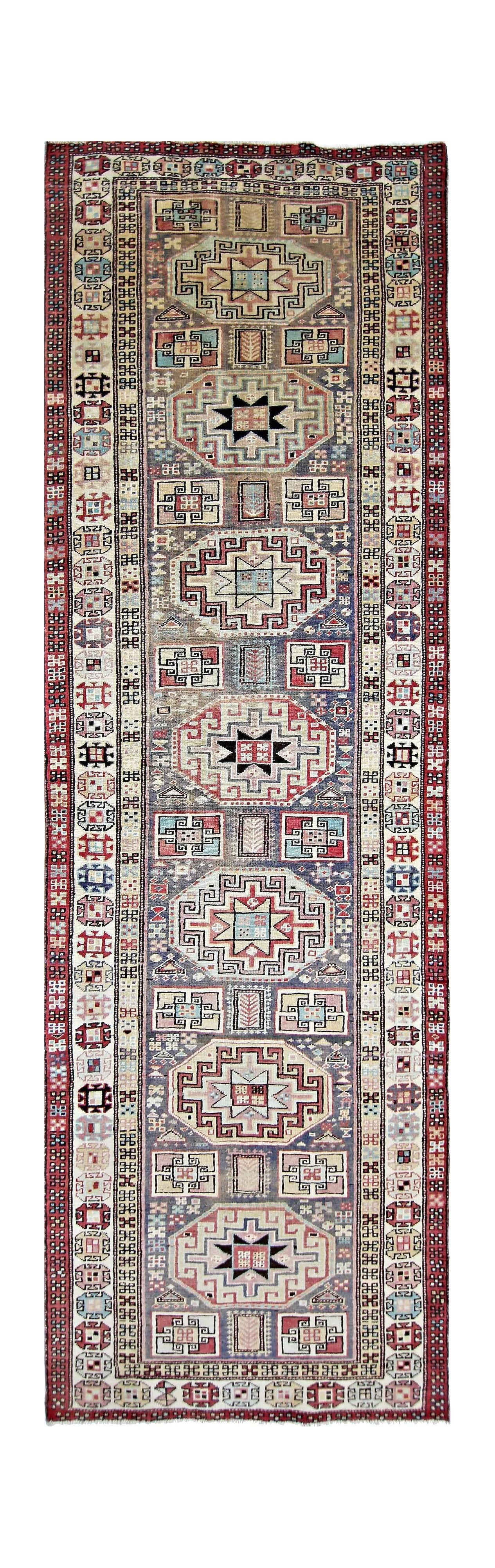 Vintage Caucasian Kazak Runner