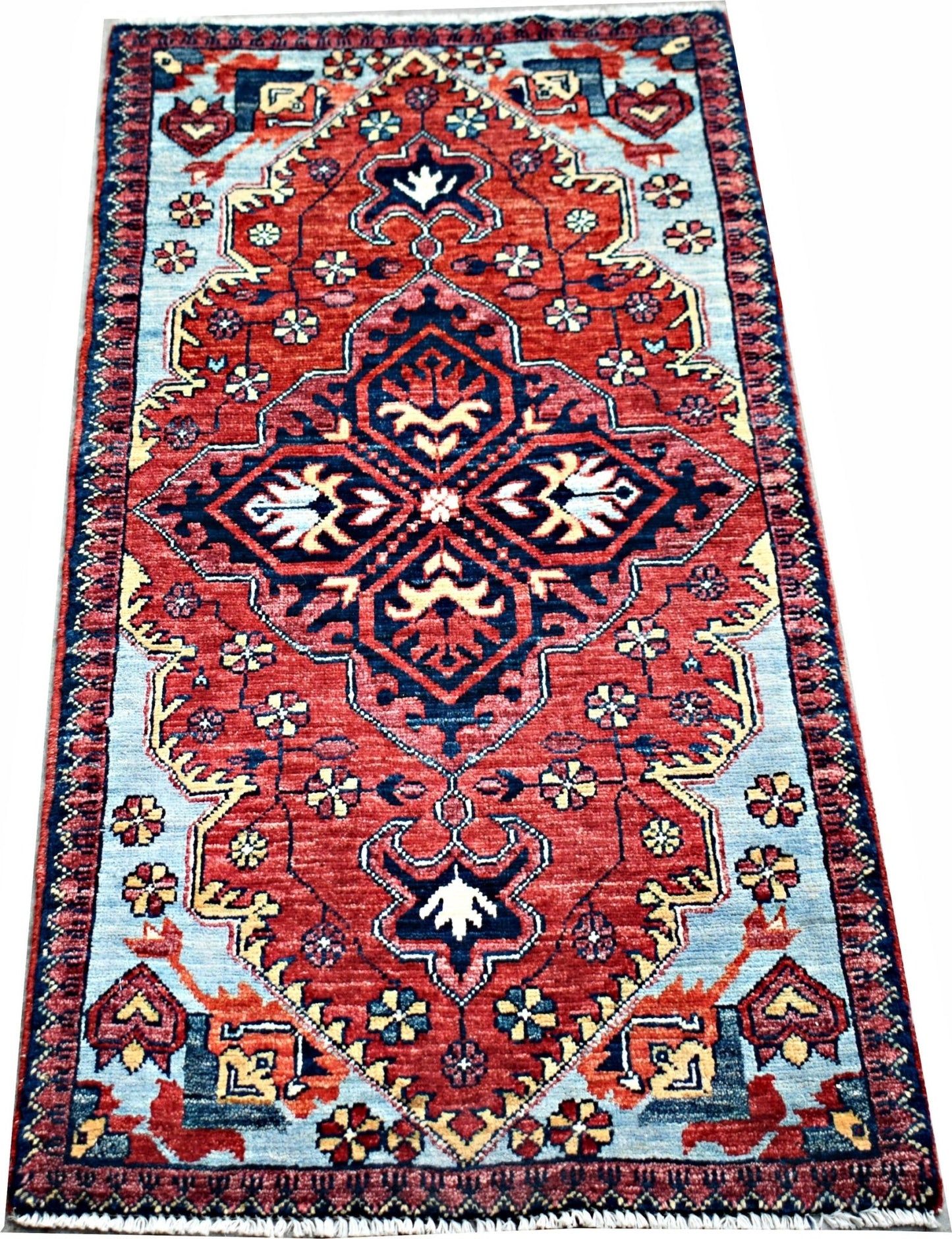 Handmade Mini Afghan Chobi Rug | 107 x 55 cm | 3'6" x 1'10" - Najaf Rugs & Textile