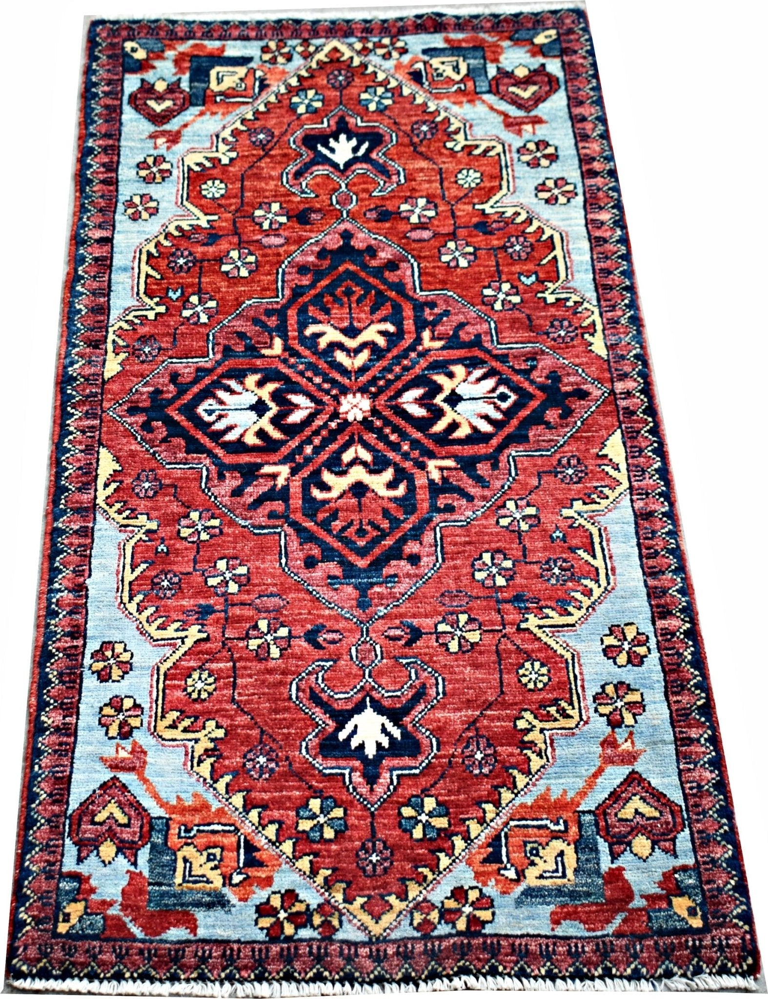 Handmade Mini Afghan Chobi Rug | 107 x 55 cm | 3'6" x 1'10" - Najaf Rugs & Textile