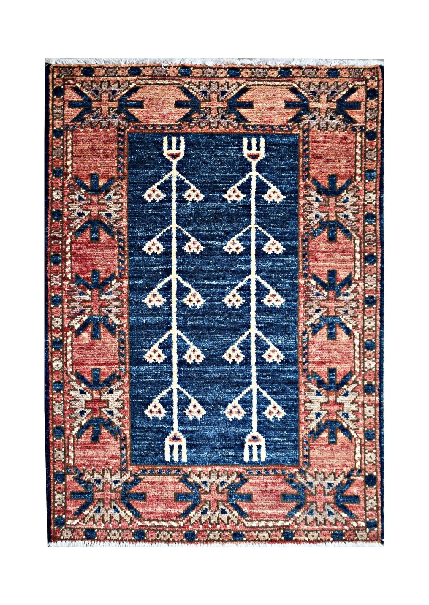 Handmade Mini Afghan Chobi Rug | 82 x 62 cm | 2'9" x 2'1" - Najaf Rugs & Textile
