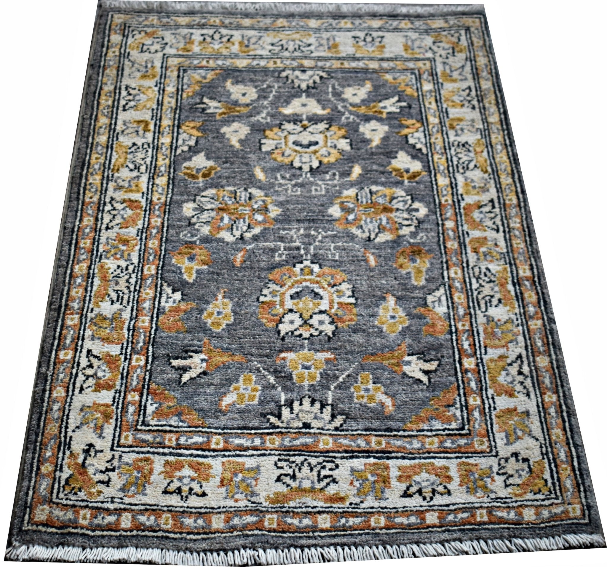 Handmade Mini Afghan Chobi Rug | 84 x 65 cm | 2'9" x 2'2" - Najaf Rugs & Textile