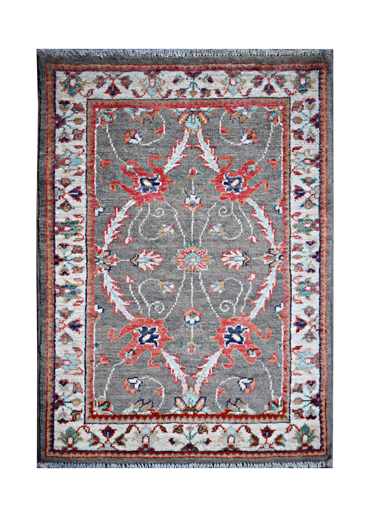 Handmade Mini Afghan Chobi Rug | 87 x 62 cm | 2'10" x 2' - Najaf Rugs & Textile
