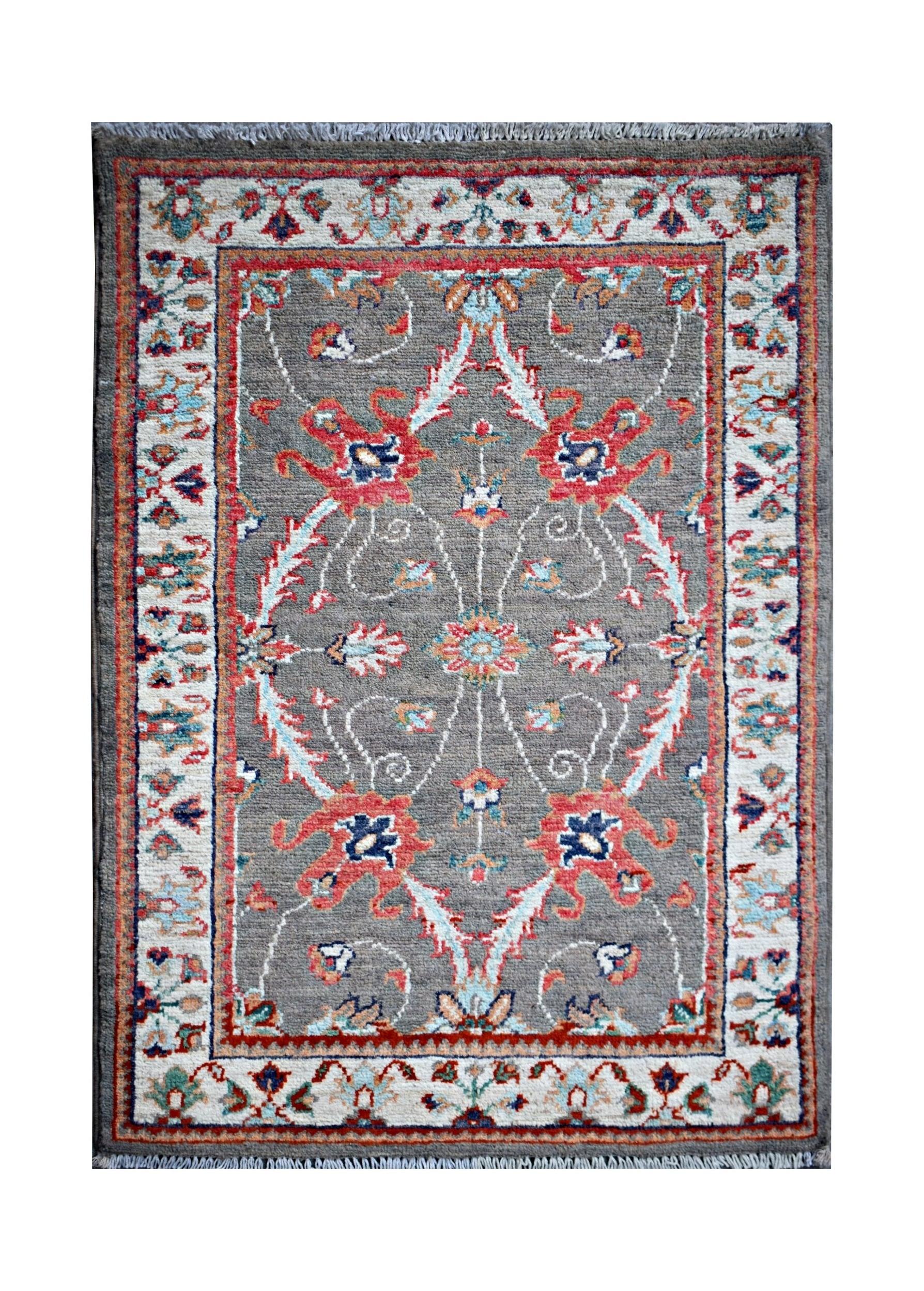 Handmade Mini Afghan Chobi Rug | 87 x 62 cm | 2'10" x 2' - Najaf Rugs & Textile