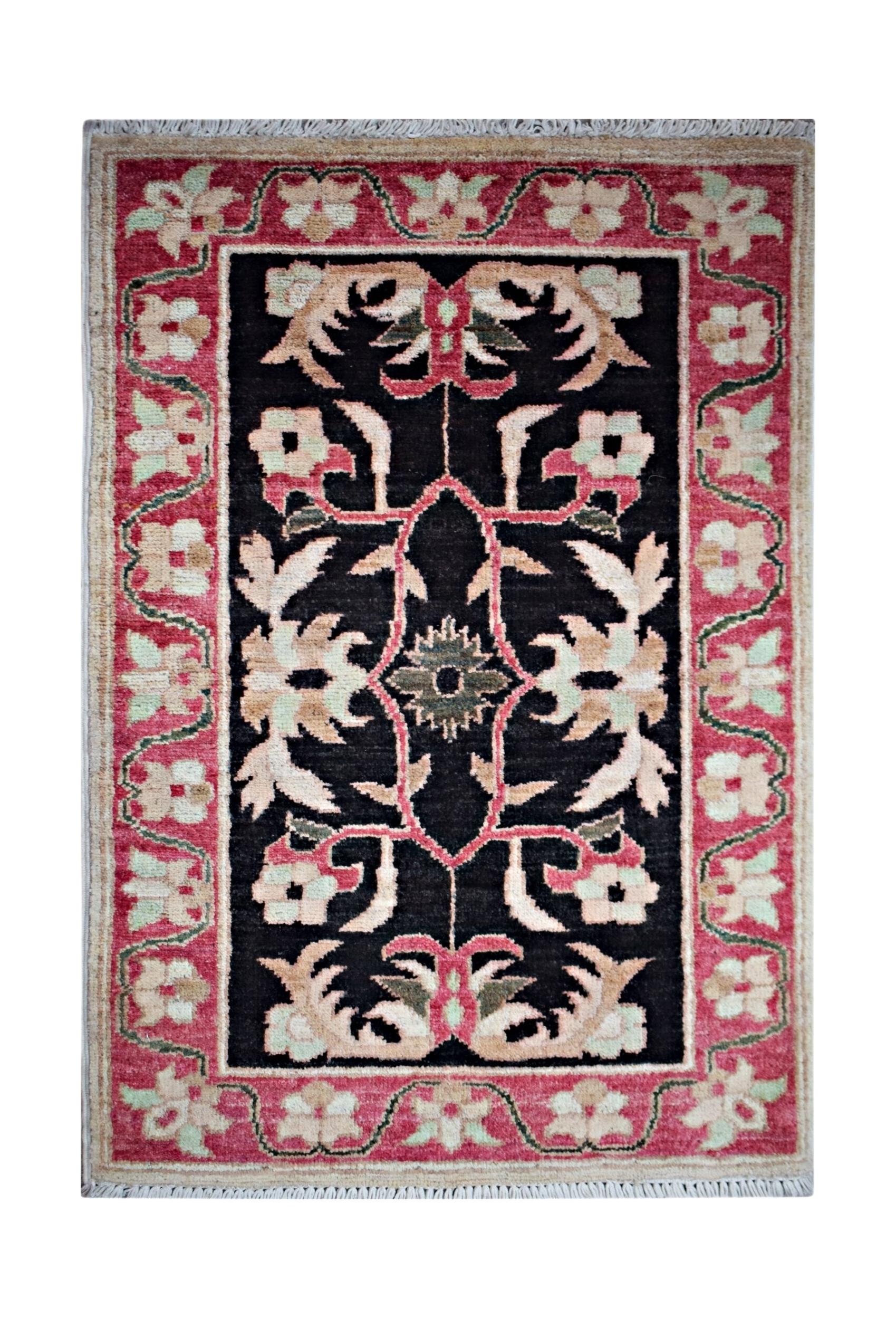 Handmade Mini Afghan Chobi Rug | 89 x 60 cm | 2'11" x 2' - Najaf Rugs & Textile