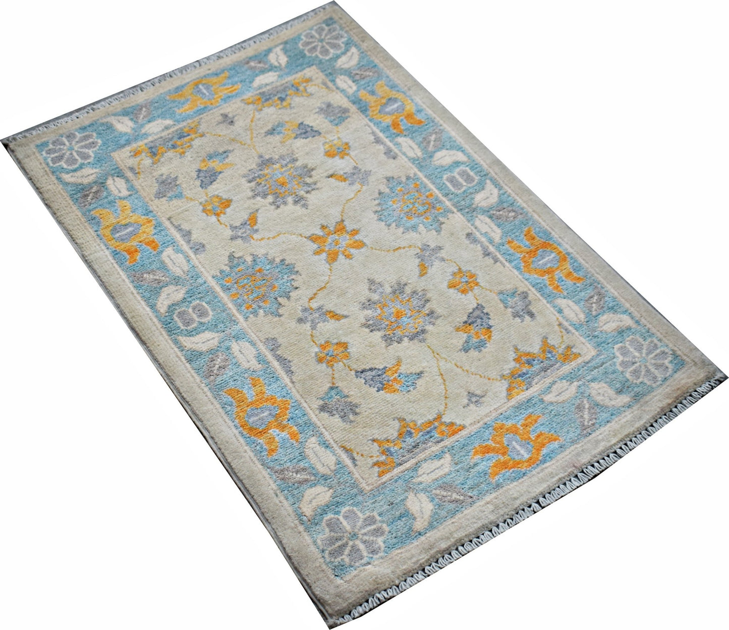 Handmade Mini Afghan Chobi Rug | 94 x 65 cm | 3'2" x 2'2" - Najaf Rugs & Textile