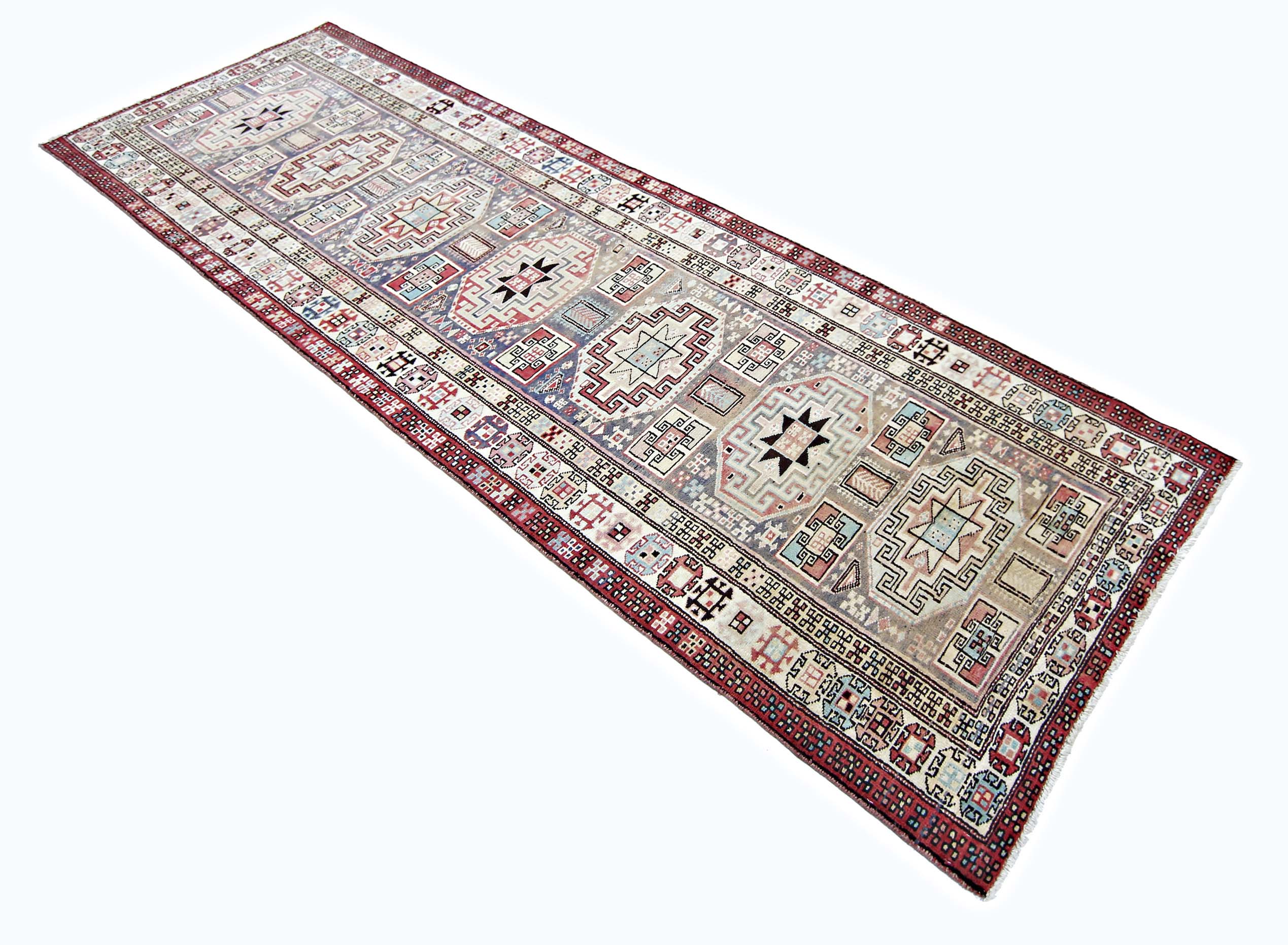 Vintage Caucasian Kazak Runner