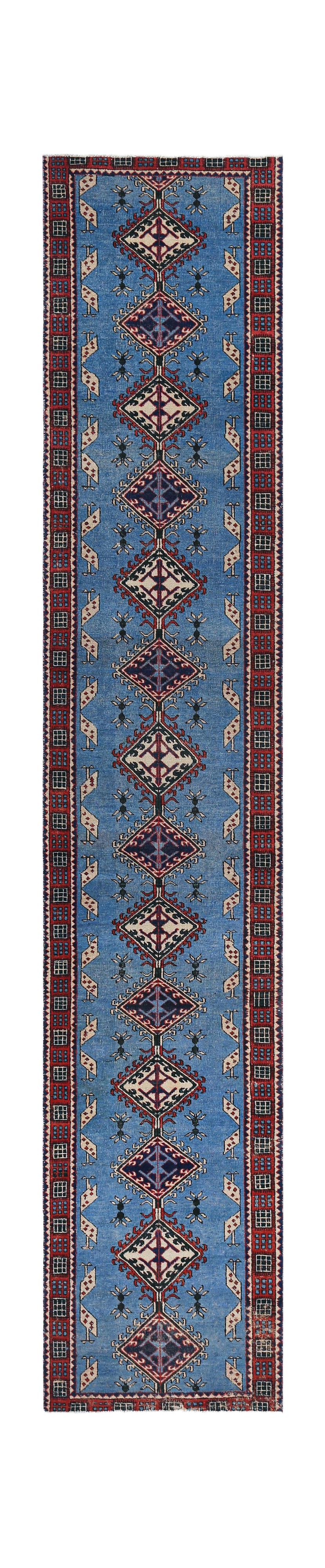 Vintage Caucasian Kazak Runner