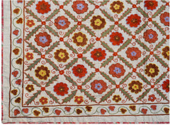 Hand Embroidered Vintage Silk Uzbek Suzani Runner | 191 x 135 cm | 6'3" x 4'5" - Najaf Rugs & Textile