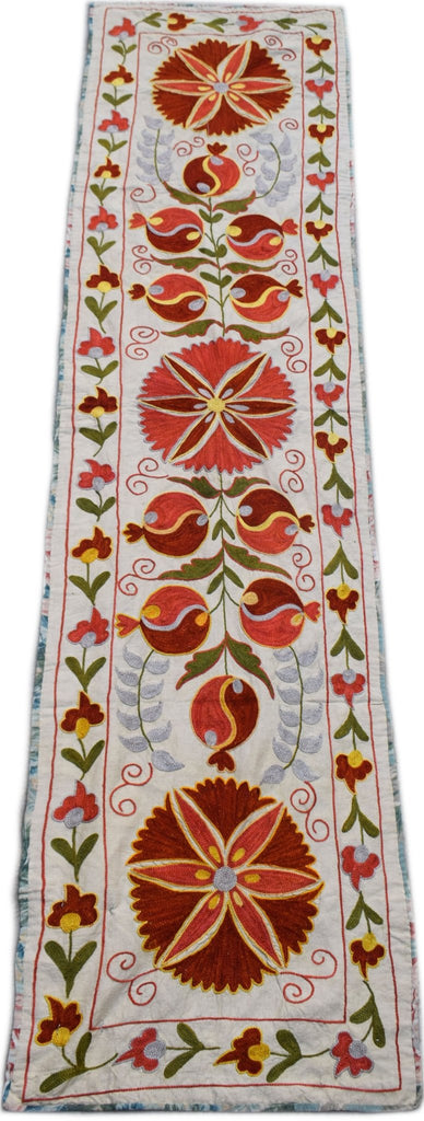 Hand Embroidered Vintage Silk Uzbek Suzani Runner | 168 x 43 cm | 5'6" x 1'5" - Najaf Rugs & Textile