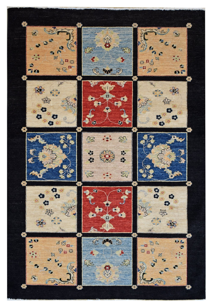 Handmade Afghan Chobi Rug | 226 x 169 cm | 7'4" x 5'5" - Najaf Rugs & Textile