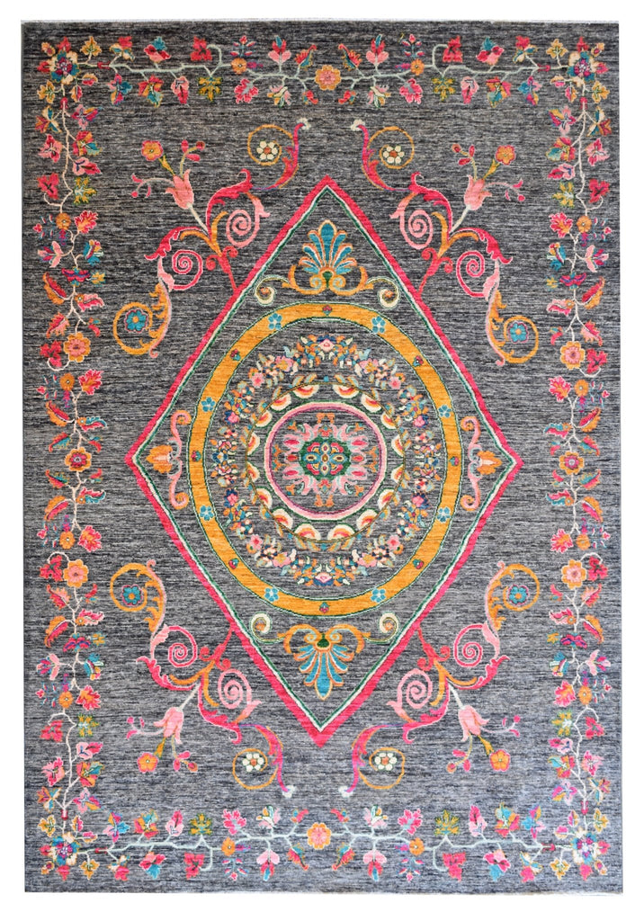 Handmade Afghan Chobi Rug | 283 x 205 cm | 9'2" x 6'7" - Najaf Rugs & Textile