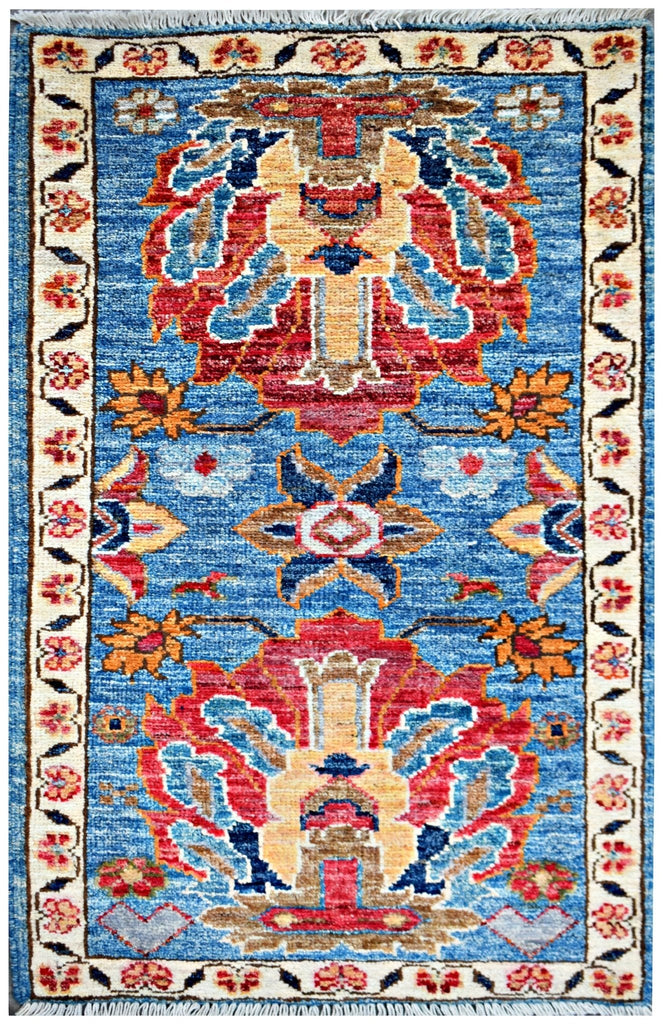 Handmade Mini Afghan Chobi Rug | 100 x 56 cm | 3'3" x 1'10" - Najaf Rugs & Textile