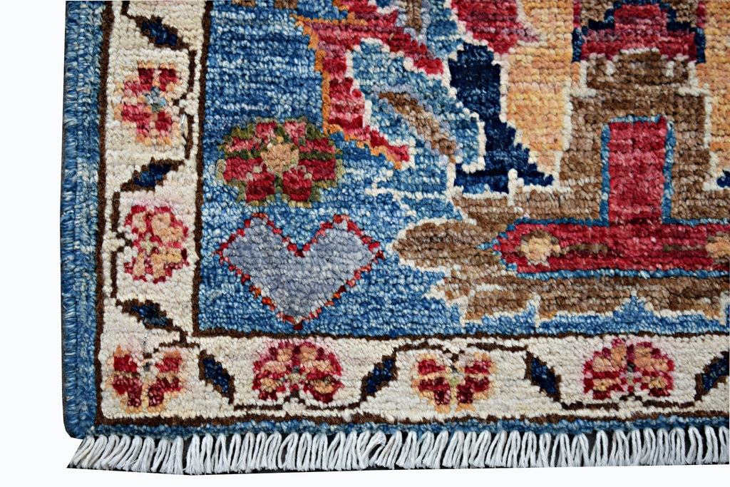 Handmade Mini Afghan Chobi Rug | 100 x 56 cm | 3'3" x 1'10" - Najaf Rugs & Textile