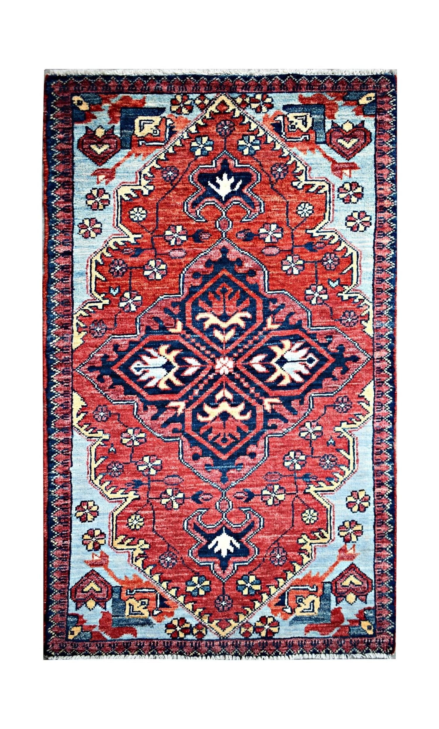 Handmade Mini Afghan Chobi Rug | 107 x 55 cm | 3'6" x 1'10" - Najaf Rugs & Textile