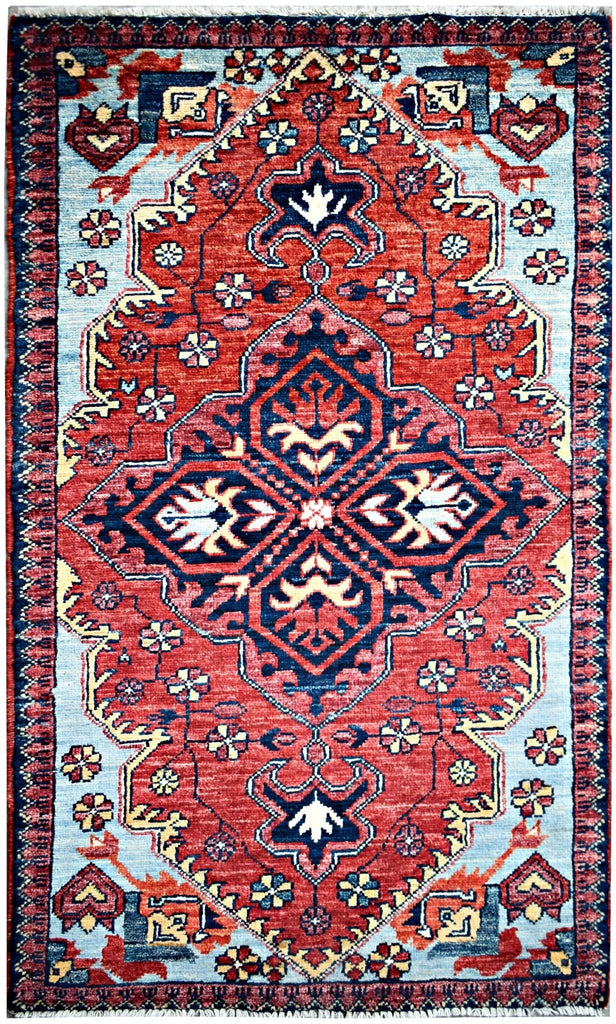 Handmade Mini Afghan Chobi Rug | 107 x 55 cm | 3'6" x 1'10" - Najaf Rugs & Textile