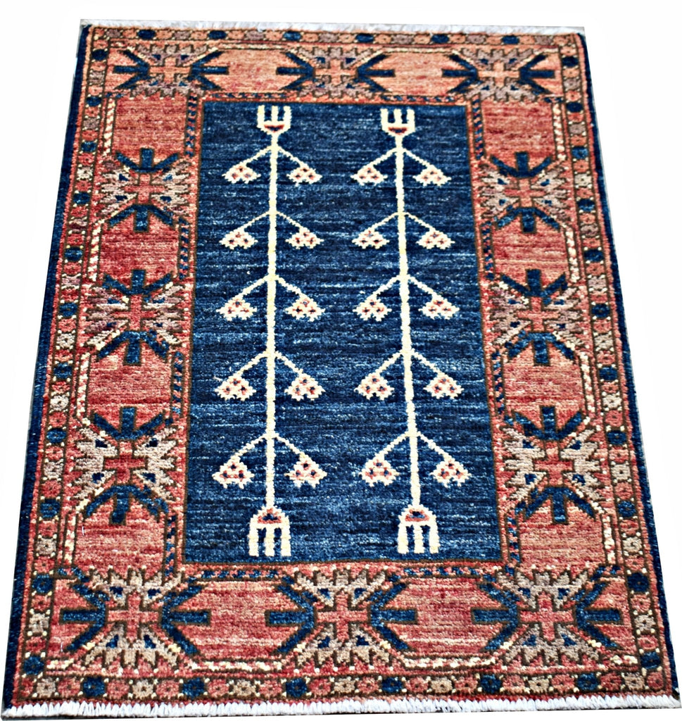 Handmade Mini Afghan Chobi Rug | 82 x 62 cm | 2'9" x 2'1" - Najaf Rugs & Textile