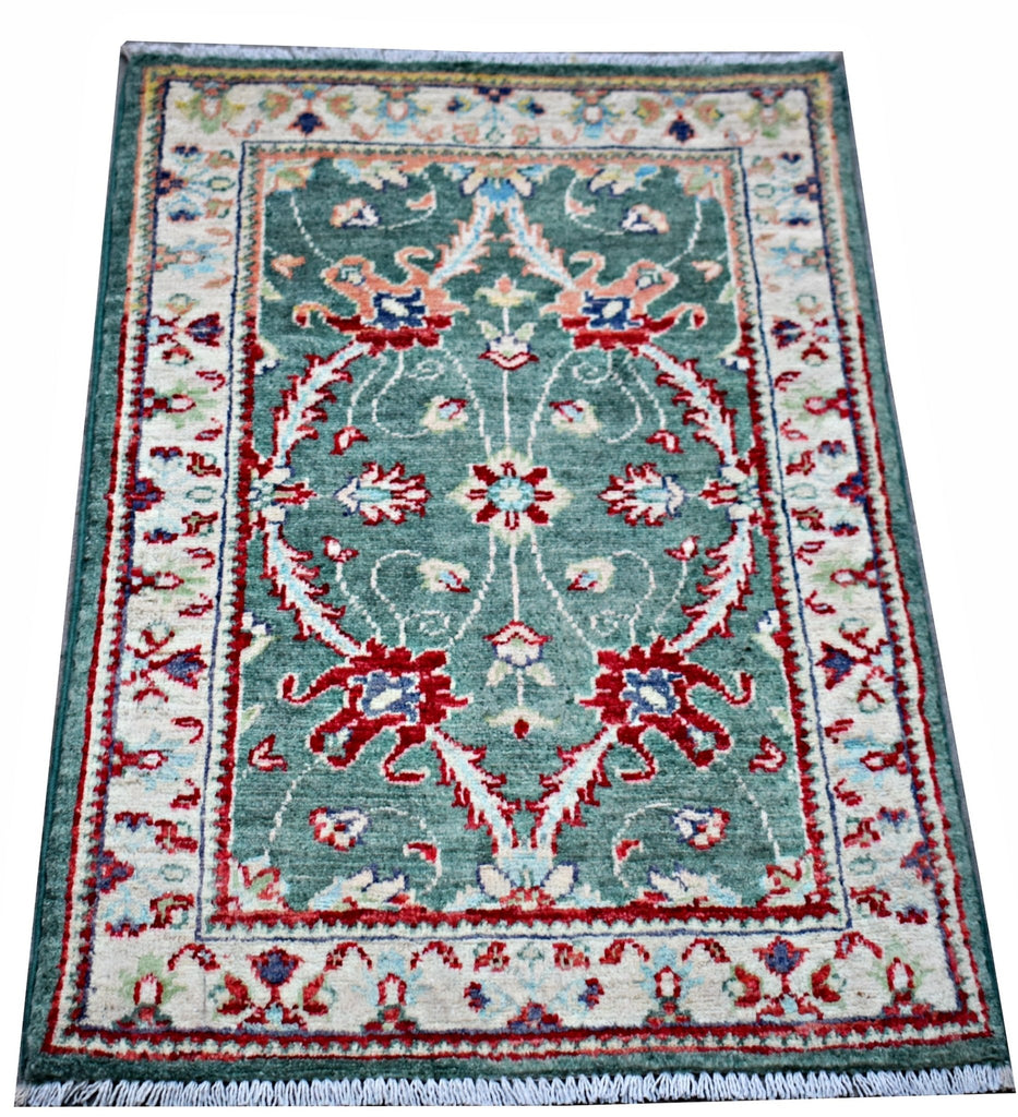 Handmade Mini Afghan Chobi Rug | 85 x 56 cm | 2'10" x 1'10" - Najaf Rugs & Textile