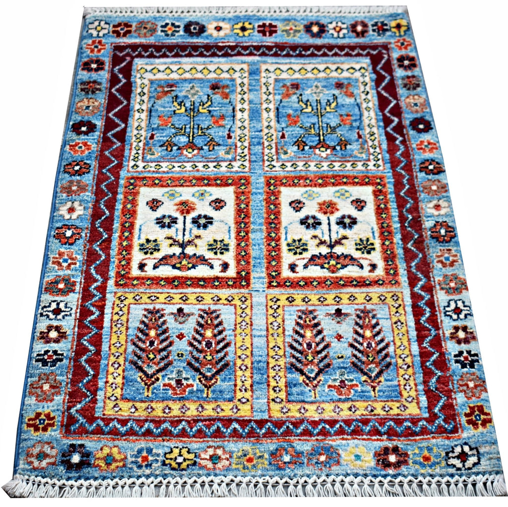 Handmade Mini Afghan Chobi Rug | 85 x 63 cm | 2'10" x 2'1" - Najaf Rugs & Textile