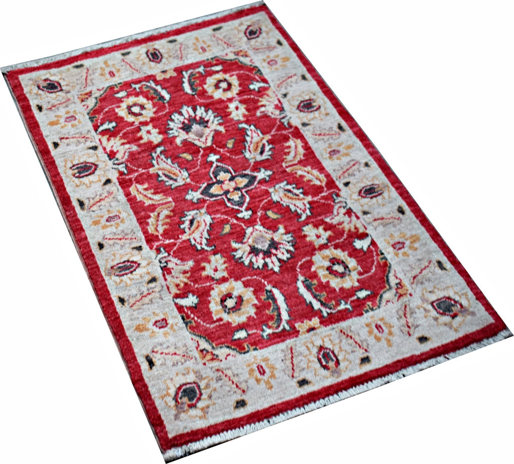 Handmade Mini Afghan Chobi Rug | 86 x 58 cm | 2'10" x 1'11" - Najaf Rugs & Textile