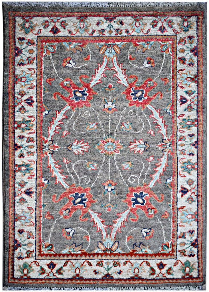 Handmade Mini Afghan Chobi Rug | 87 x 62 cm | 2'10" x 2' - Najaf Rugs & Textile