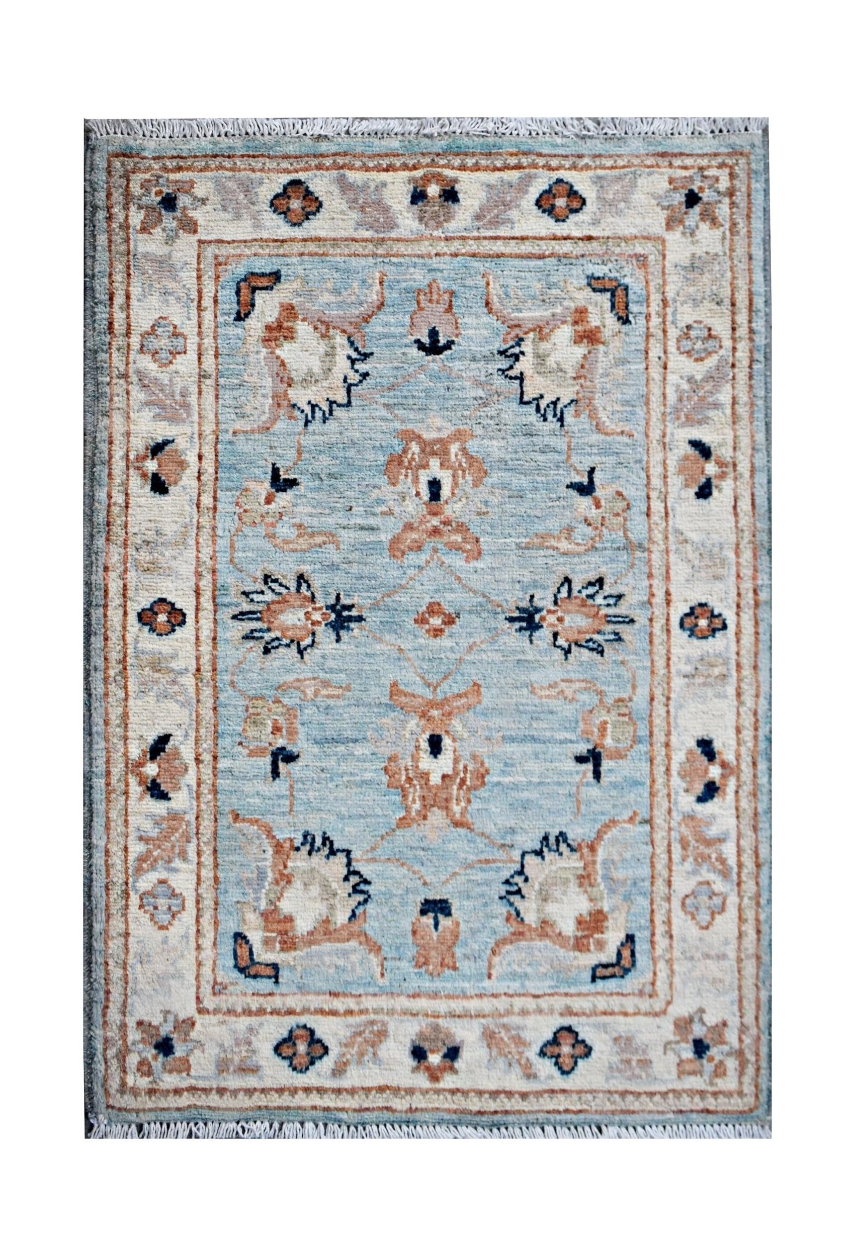 Handmade Mini Afghan Chobi Rug | 89 x 65 cm | 2'11" x 2'2" - Najaf Rugs & Textile