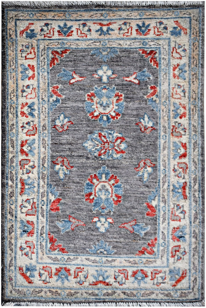 Handmade Mini Afghan Chobi Rug | 90 x 64 cm | 2'11" x 2'2" - Najaf Rugs & Textile