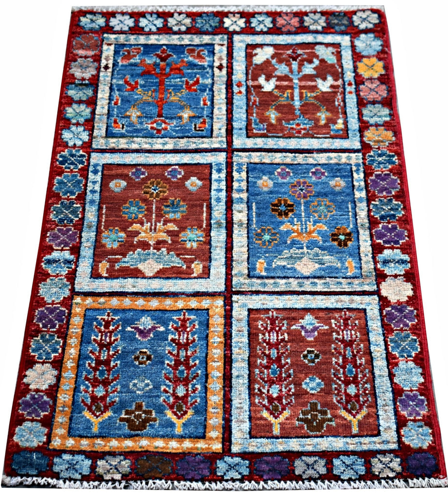 Handmade Mini Afghan Chobi Rug | 91 x 58 cm | 3' x 1'11" - Najaf Rugs & Textile