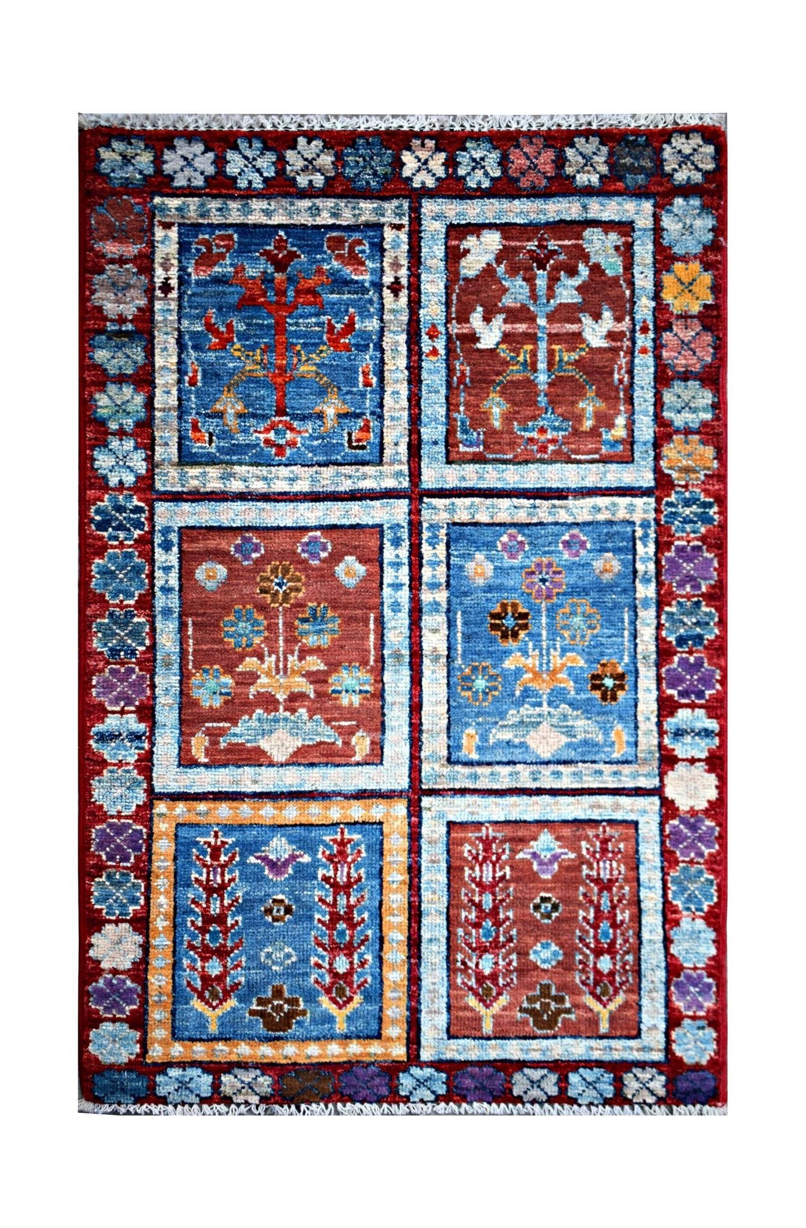Handmade Mini Afghan Chobi Rug | 91 x 58 cm | 3' x 1'11" - Najaf Rugs & Textile